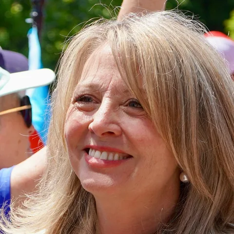 Marit Stiles, smiling, at an outdoor event in Toronto in 2024