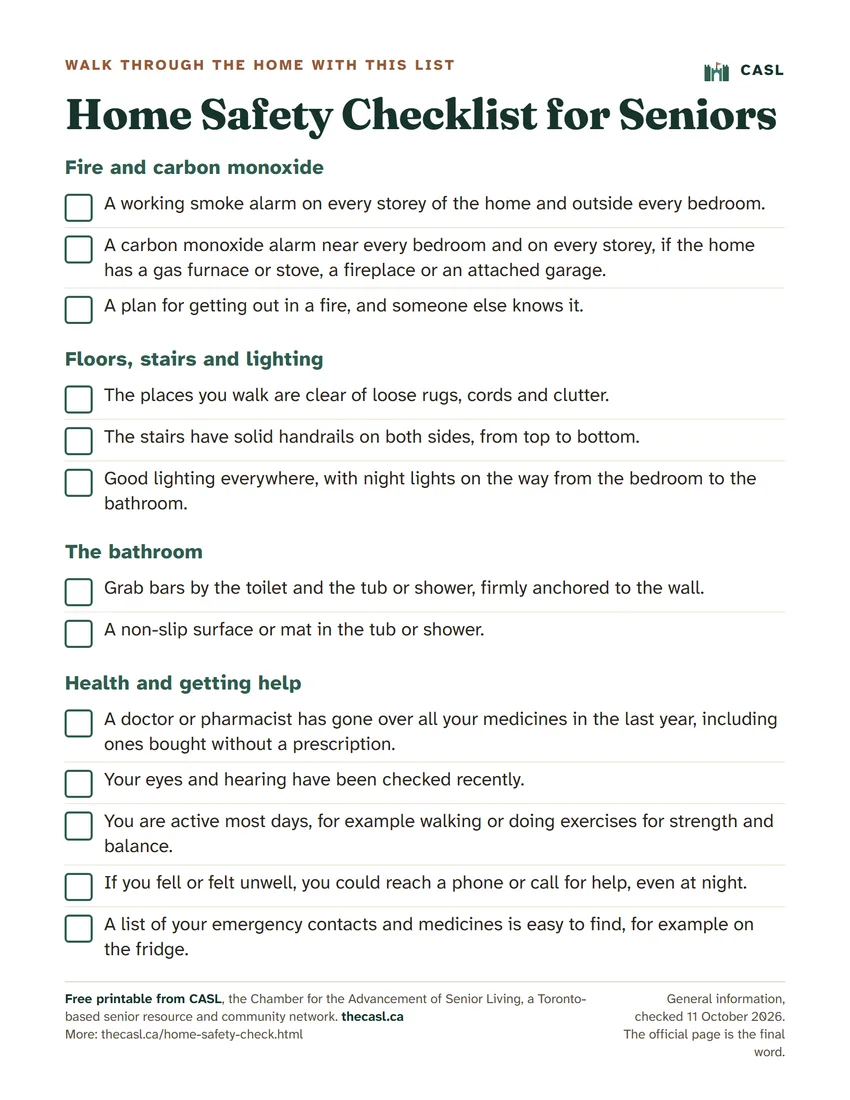 Preview of the printable Home Safety Checklist for Seniors